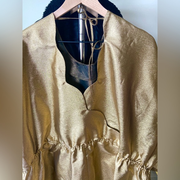 🔖 KIKA VARGAS x Target Women's Puff Sleeve Scallop Back Midi Dress - Gold - Picture 11 of 15